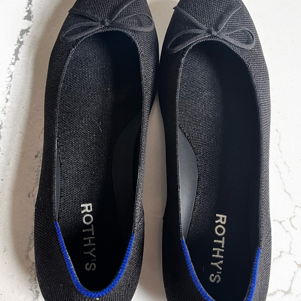 Rothy's Black Ballet Flats with Bow Detail